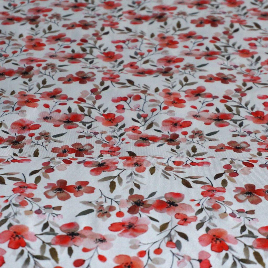 Baumwolljersey Blüten Zweige rot – FVJ